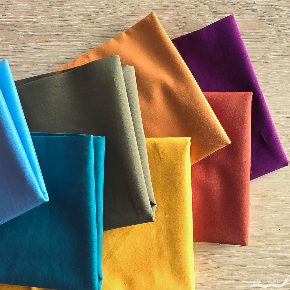 Fabricworm Boogie Van Bundle – 7 Birch Organic Solid Fabrics | Eco-Friendly Quilting Cotton