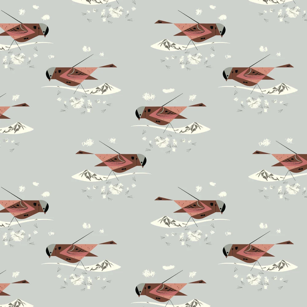 Charley Harper Western Birds - Mini Gray Crowned Rosy Finch