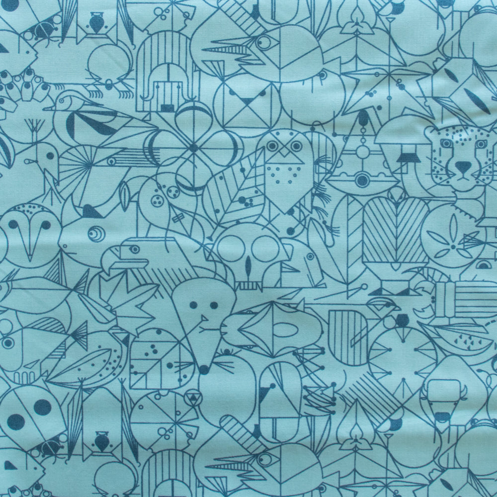 Charley Harper End Papers Basic Blue Raspberry