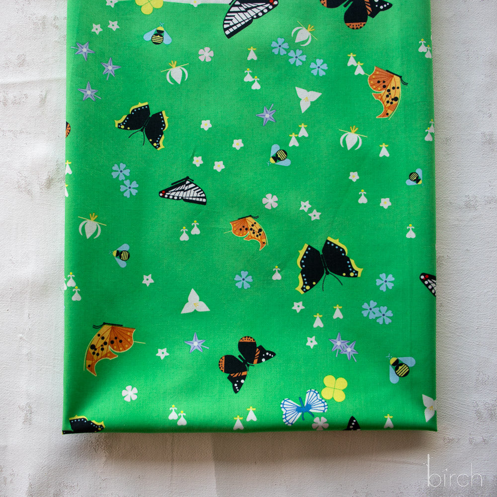 Kaleidoscope of Wonder Green, Charley Harper Woodland Wonder for Birch Organic Fabrics