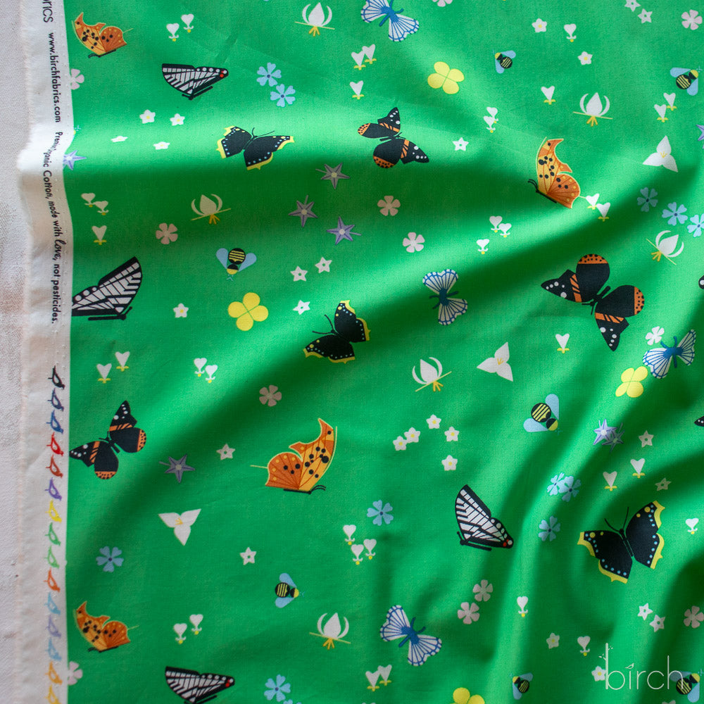 Kaleidoscope of Wonder Green, Charley Harper Woodland Wonder for Birch Organic Fabrics