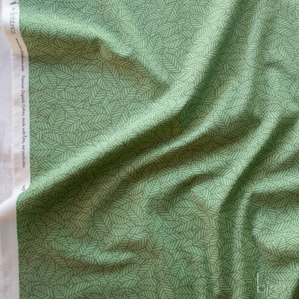 Bed of Leaves Jade, Charley Harper Woodland Wonder for Birch Organic Fabrics