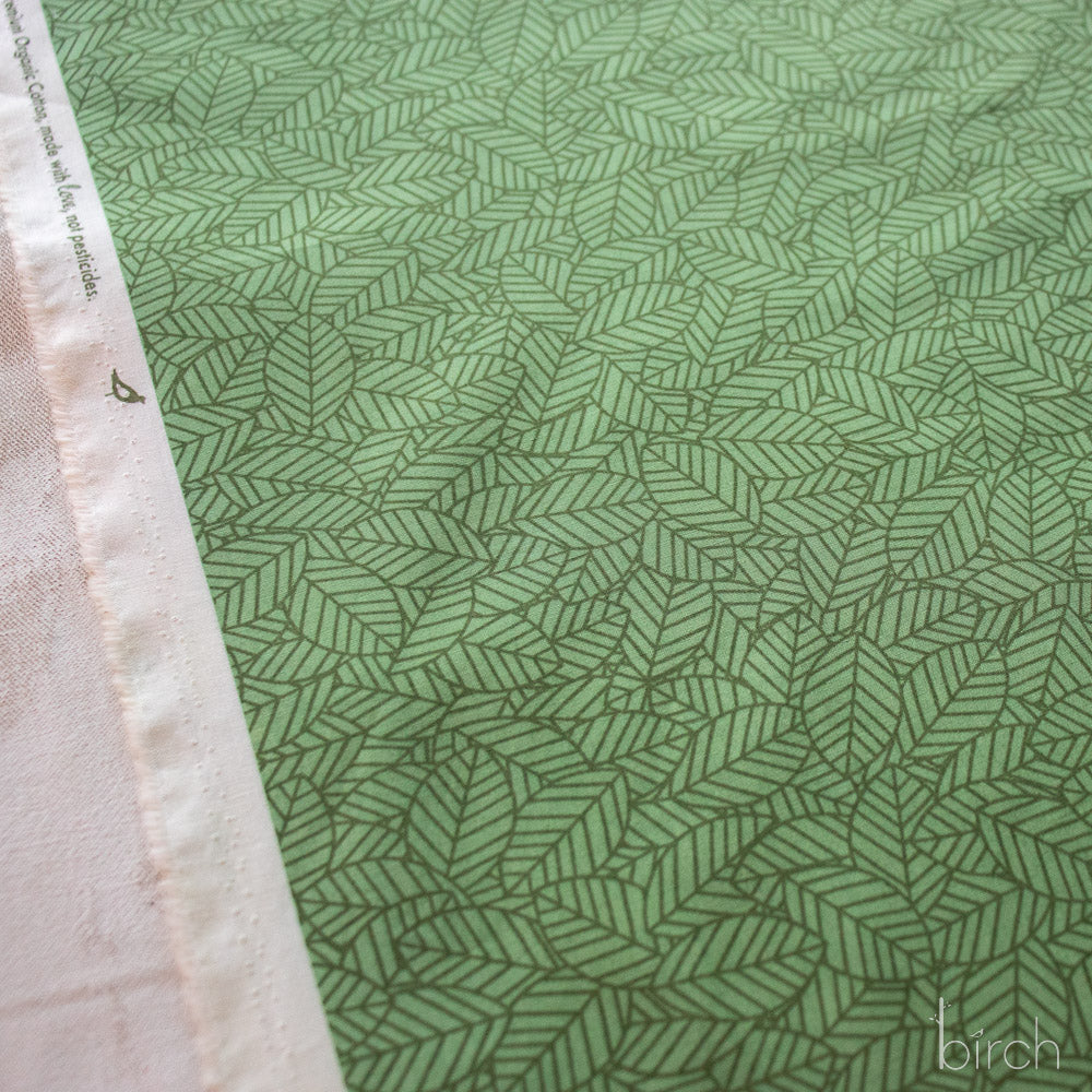 Bed of Leaves Jade, Charley Harper Woodland Wonder for Birch Organic Fabrics