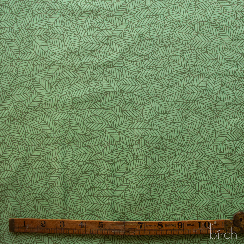 Bed of Leaves Jade, Charley Harper Woodland Wonder for Birch Organic Fabrics