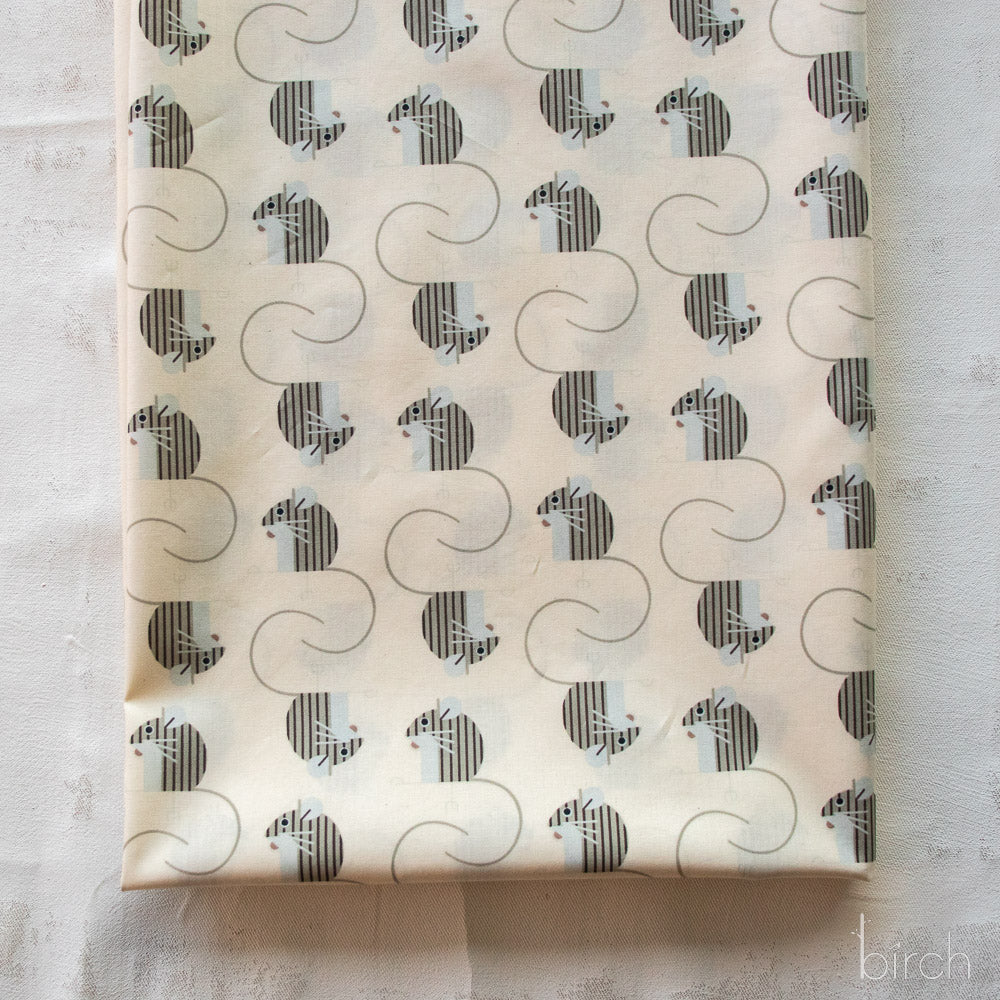 Field Mouse Cream, Charley Harper Woodland Wonder for Birch Organic Fabrics