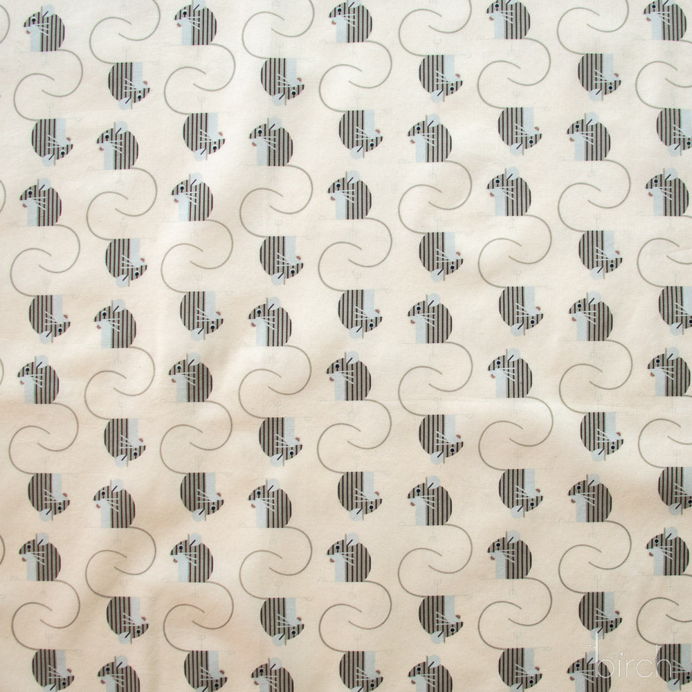 Field Mouse Cream, Charley Harper Woodland Wonder for Birch Organic Fabrics