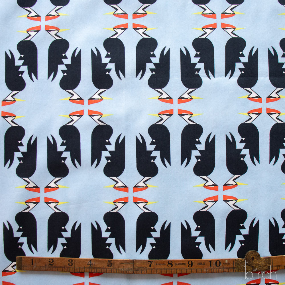 Woodpeckers Blue, Charley Harper Woodland Wonder for Birch Organic Fabrics