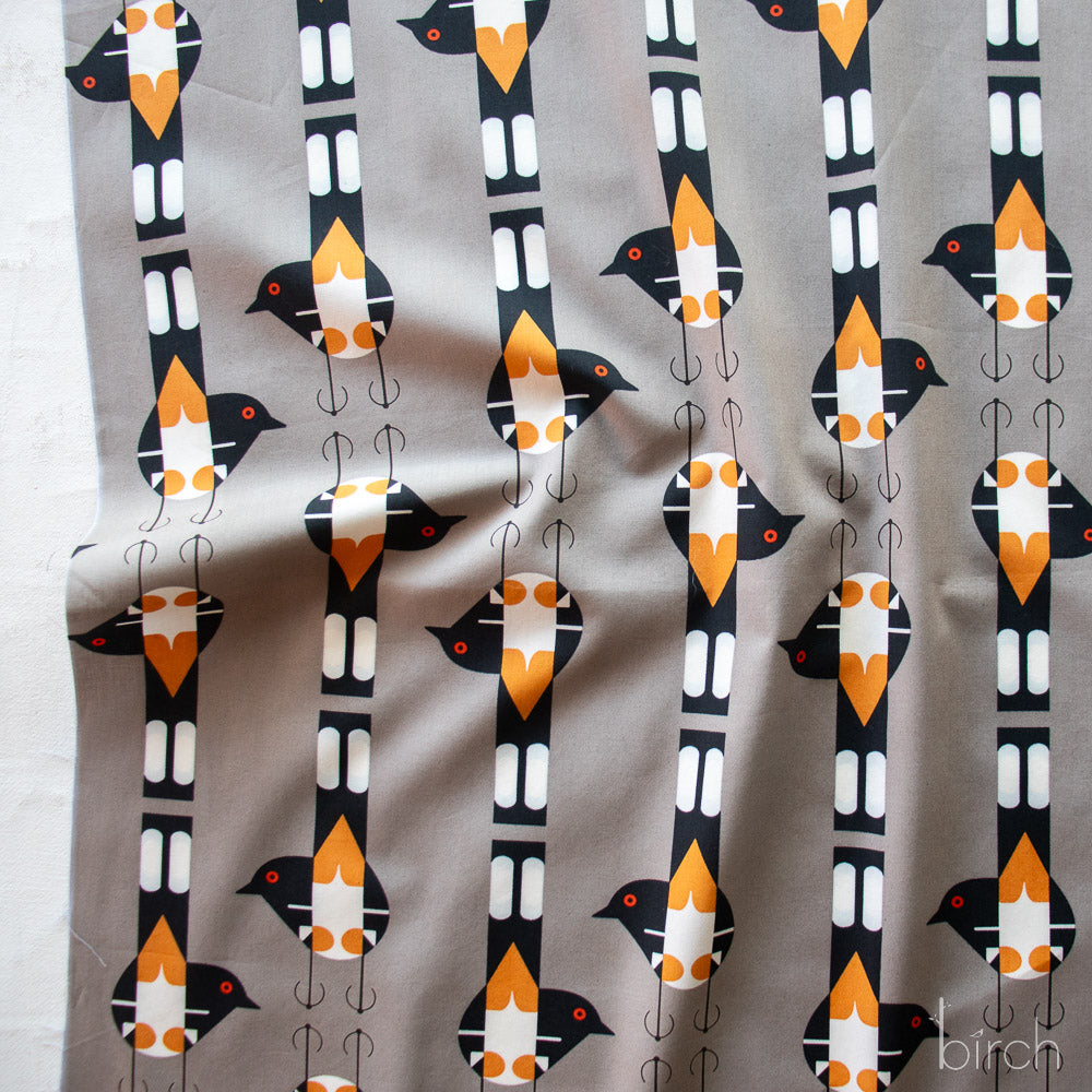 Spotted Tail Blackbird Shroom, Charley Harper Woodland Wonder for Birch Organic Fabrics