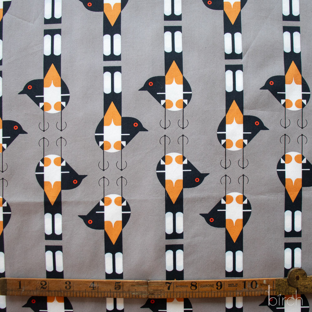 Spotted Tail Blackbird Shroom, Charley Harper Woodland Wonder for Birch Organic Fabrics