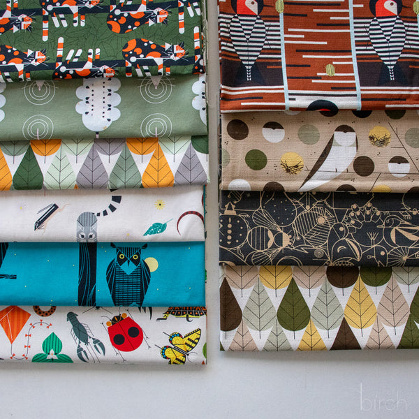 Charley Harper Iconic Vol. 2 Barkcloth and Canvas for Birch Organic Fabrics