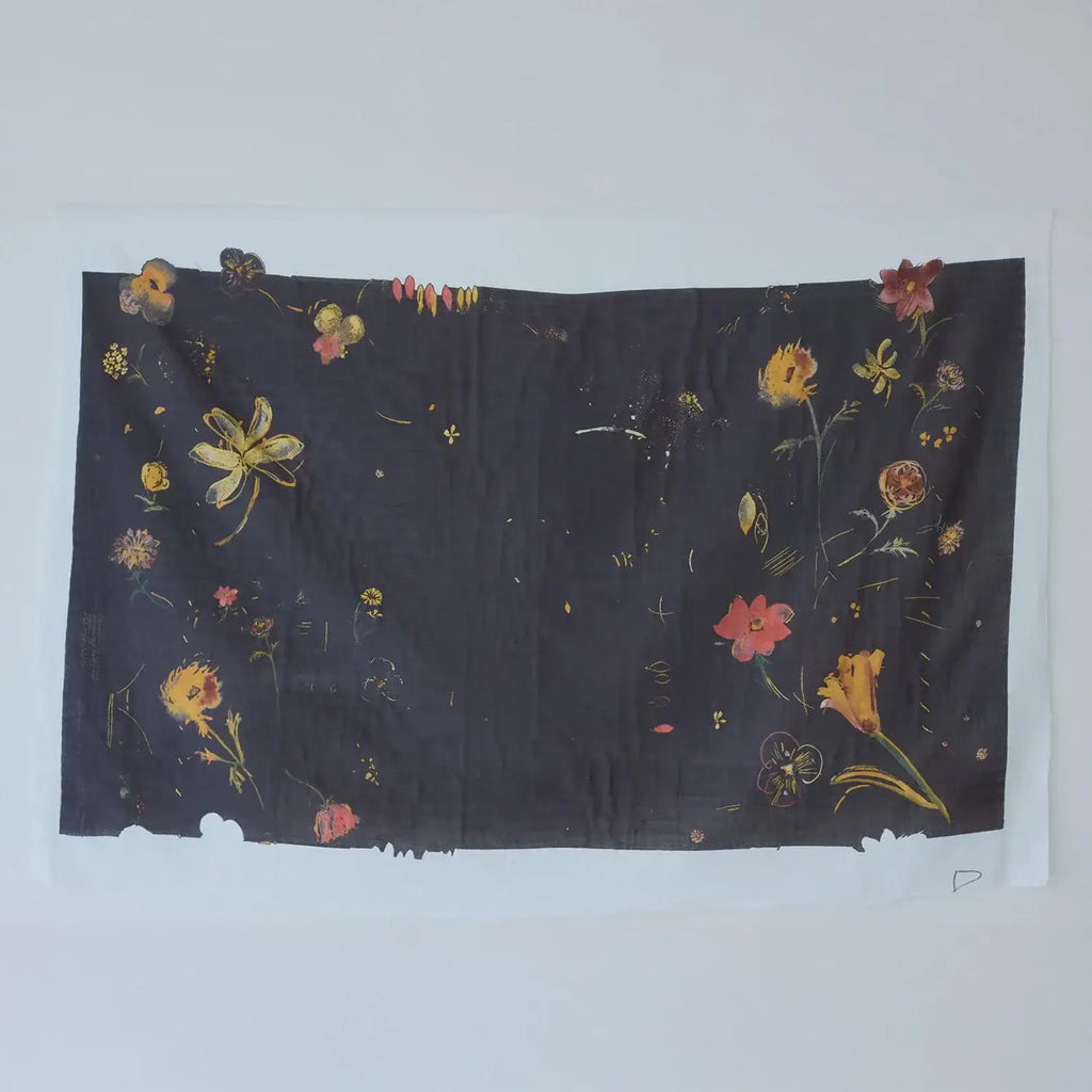 nani IRO Hana no toki niwa Organic Cotton Double Gauze - Black