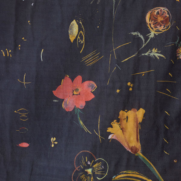 nani IRO Hana no toki niwa Organic Cotton Double Gauze - Black