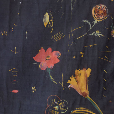 nani IRO Hana no toki niwa Organic Cotton Double Gauze - Black
