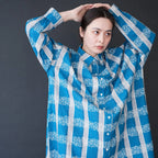 echino Field Cotton Linen Sheeting - Blue x Grey