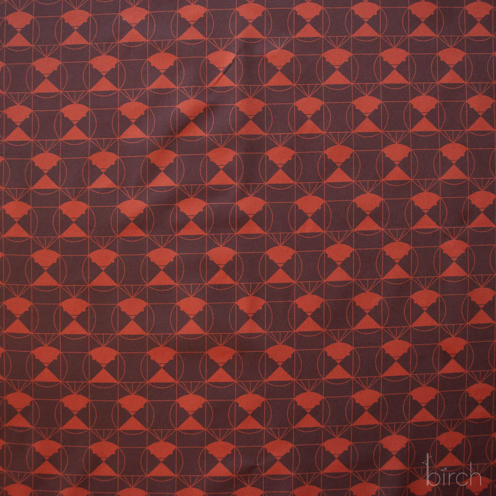 Chickadee End Papers Chocolate Cherry, Charley Harper End Papers Basics from Birch Organic Fabrics