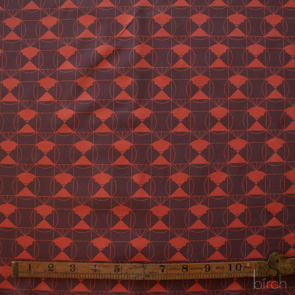 Chickadee End Papers Chocolate Cherry, Charley Harper End Papers Basics from Birch Organic Fabrics