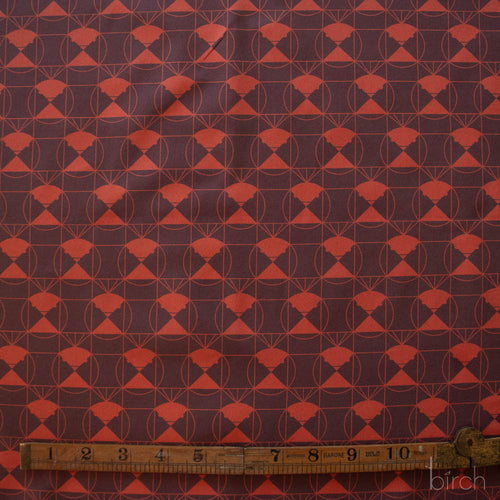 Chickadee End Papers Chocolate Cherry, Charley Harper End Papers Basics from Birch Organic Fabrics