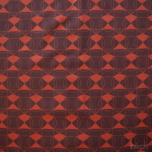 Chickadee End Papers Chocolate Cherry, Charley Harper End Papers Basics from Birch Organic Fabrics