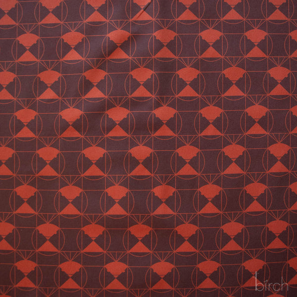 Chickadee End Papers Chocolate Cherry, Charley Harper End Papers Basics from Birch Organic Fabrics