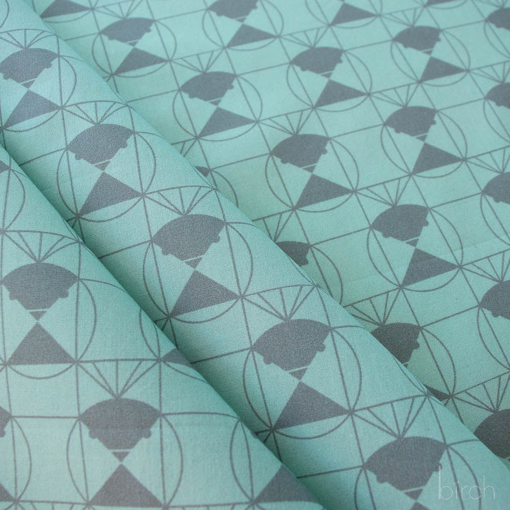 Chickadee End Papers Seafoam, Charley Harper End Papers Basics from Birch Organic Fabrics