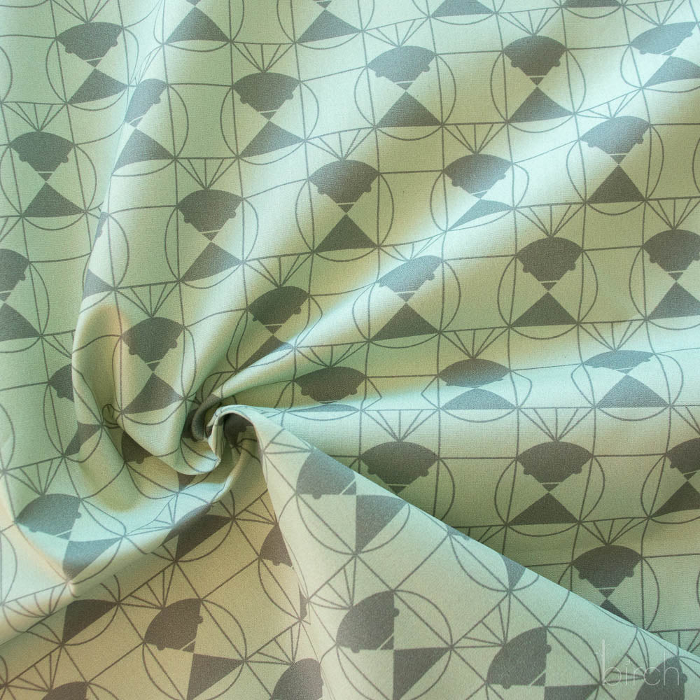 Chickadee End Papers Jade, Charley Harper End Papers Basics from Birch Organic Fabrics