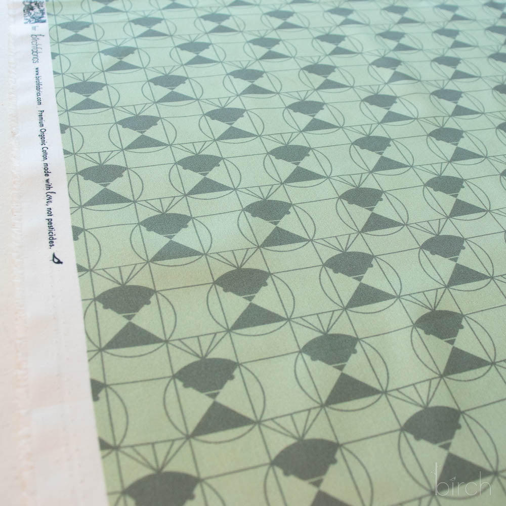 Chickadee End Papers Jade, Charley Harper End Papers Basics from Birch Organic Fabrics