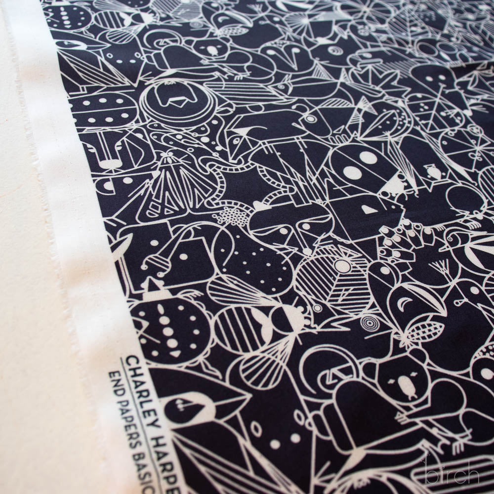 End Papers Black, Charley Harper End Papers Basics from Birch Organic Fabrics Chickadee End Papers Driftwood, Charley Harper End Papers Basics from Birch Or
