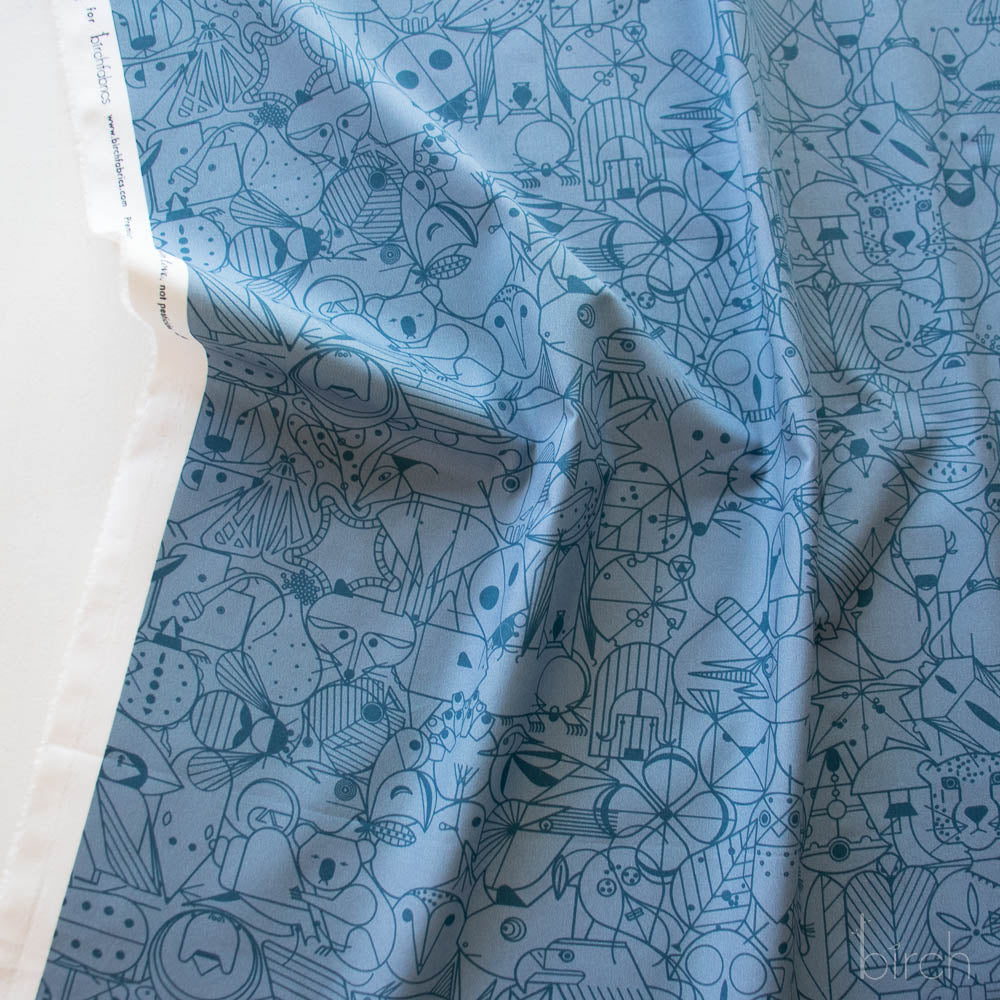 Chickadee End End Papers Denim, Charley Harper End Papers Basics from Birch Organic Fabrics