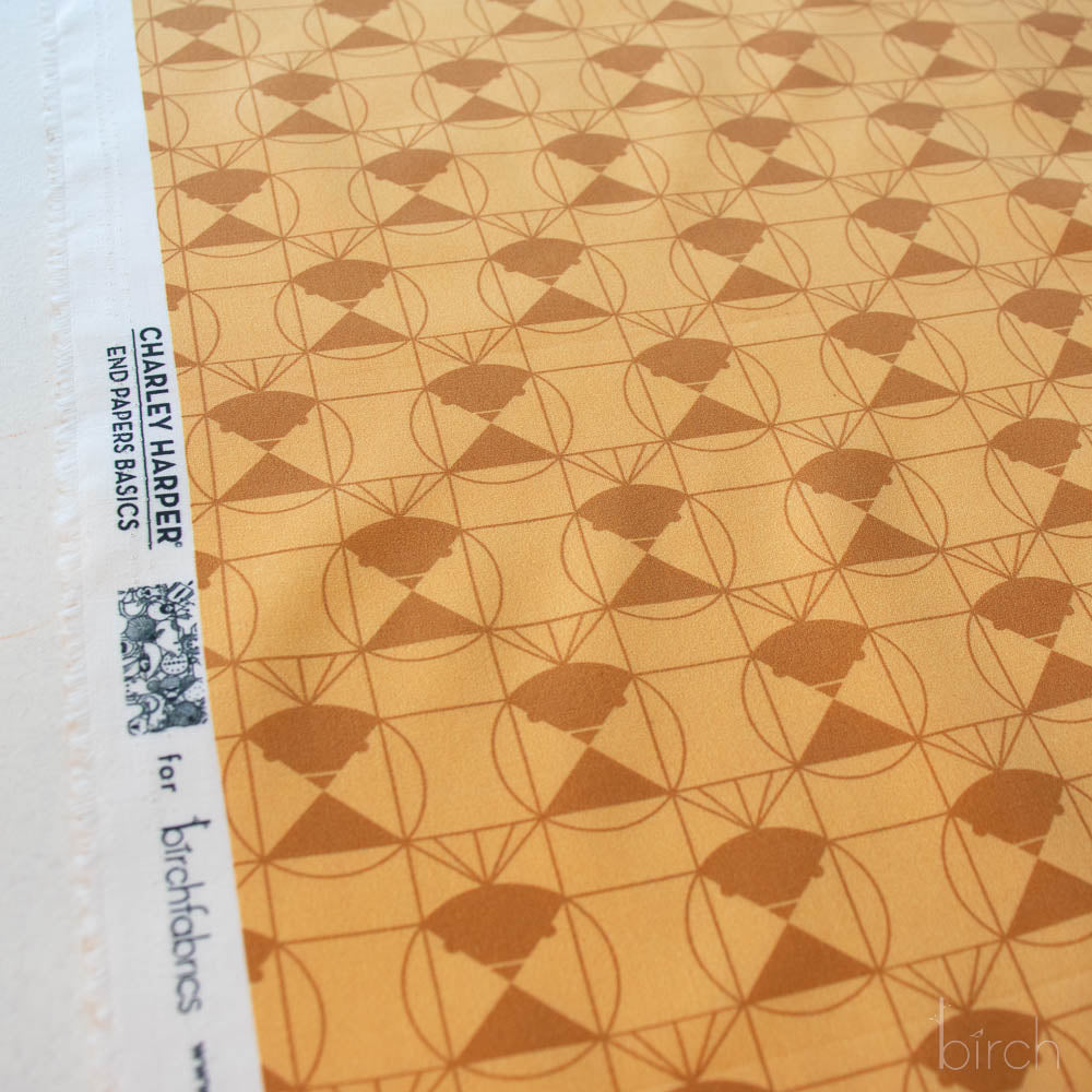 Chickadee End Papers Toffee, Charley Harper End Papers Basics from Birch Organic Fabrics