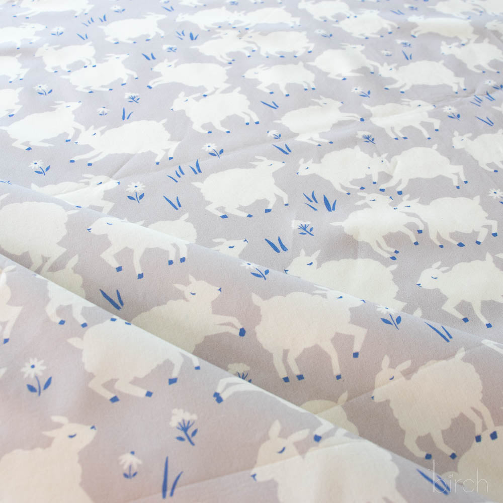 Little Lamb Fog, Homestead by Emily Isabella for Birch Organic Fabrics