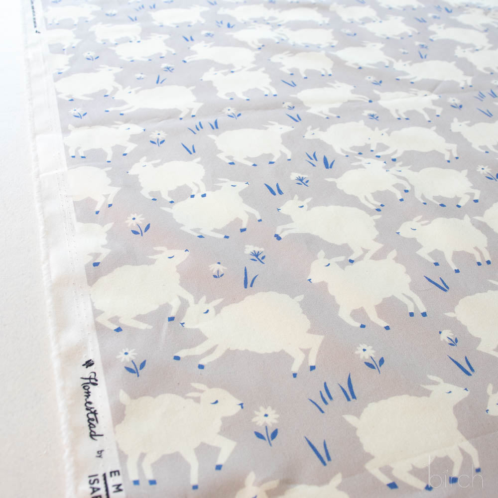 Little Lamb Fog, Homestead by Emily Isabella for Birch Organic Fabrics