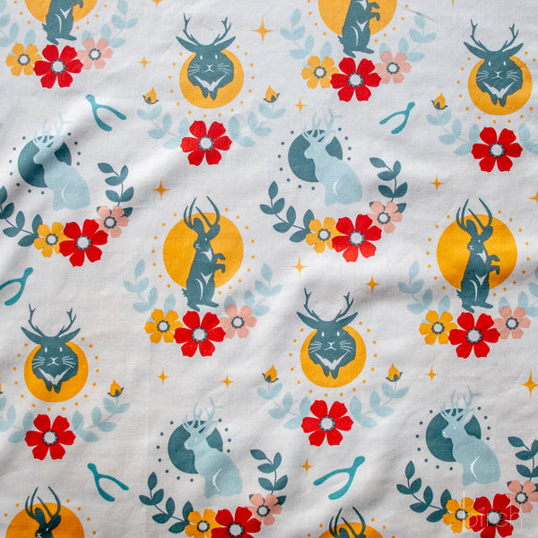 Jackalope Vintage Cream, Tall Tales Vol. 2 by Arleen Serge for Birch Organic Fabrics