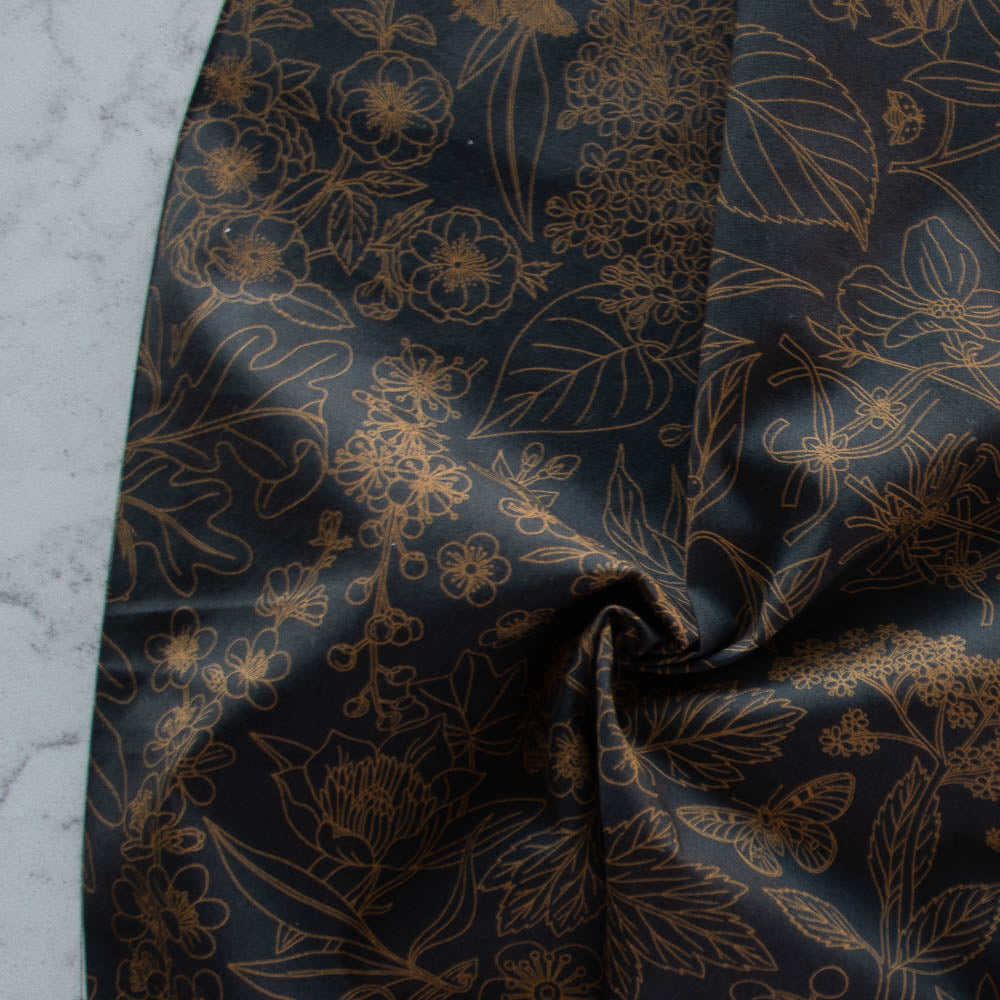 Line Art Black Birch Fabrics Oana Befort Flowering Trees