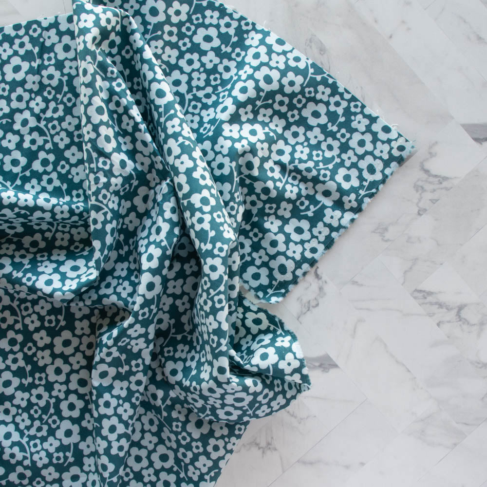 Pressed Flowers Deep Teal Margot by Kristen Balouch for Birch Fabrics