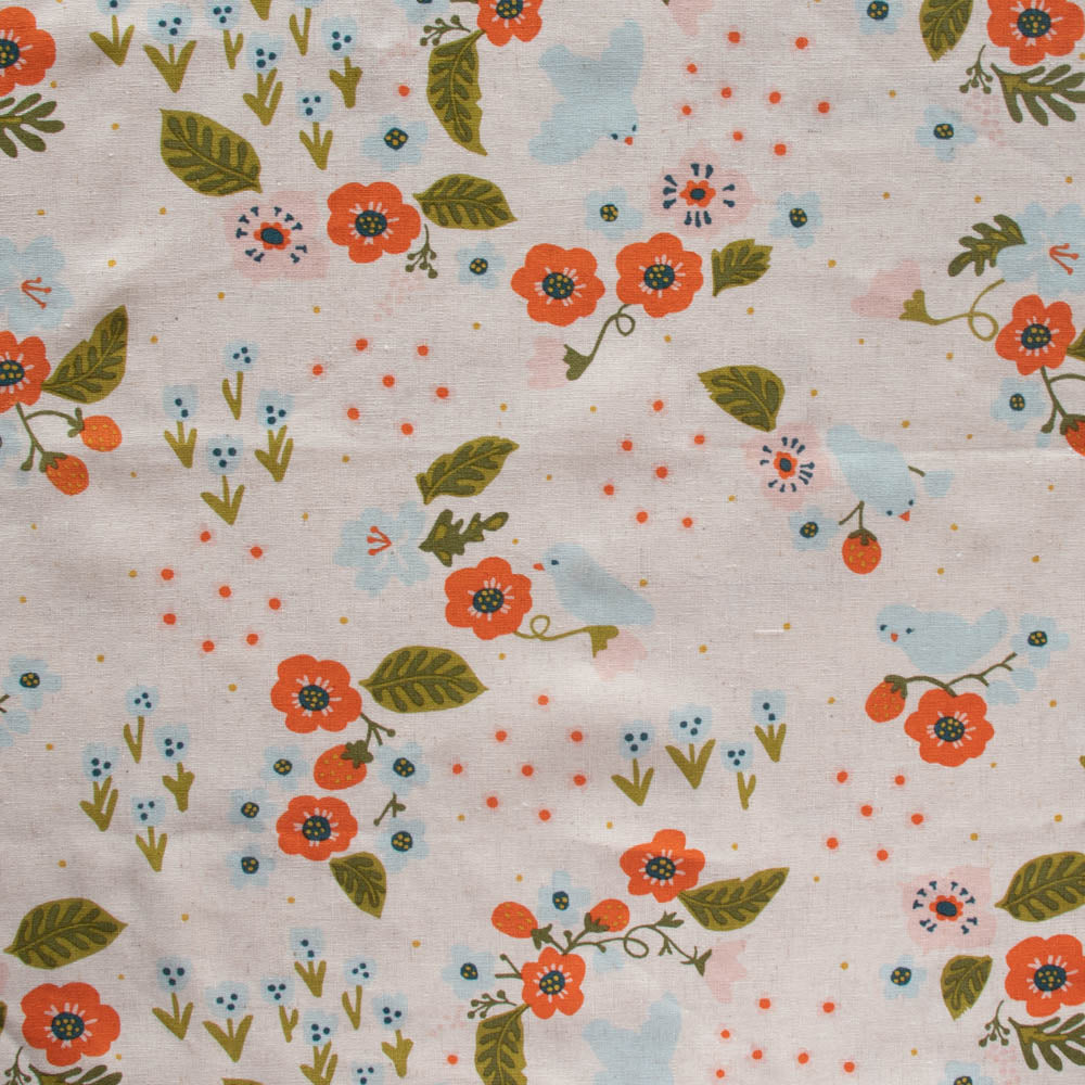 Feathered Friends Natural Linen Cotton Blend Margot by Kristen Balouch for Birch Fabrics