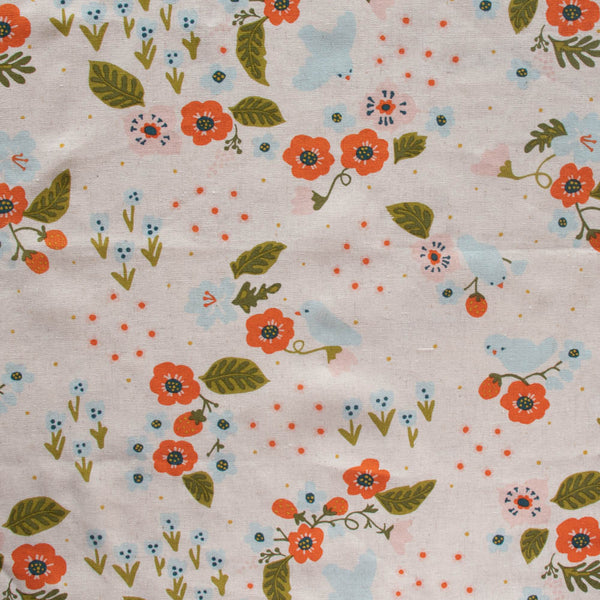 Feathered Friends Natural Linen Cotton Blend Margot by Kristen Balouch for Birch Fabrics
