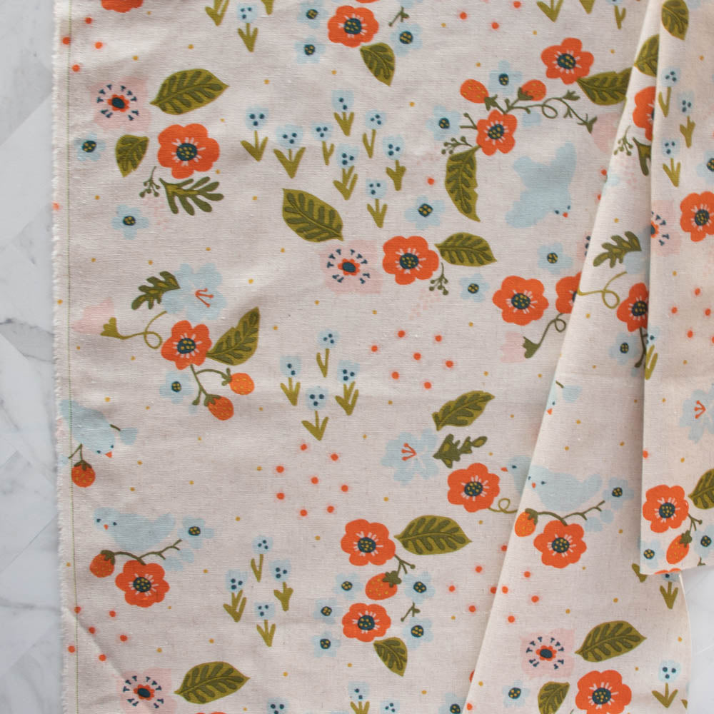 Feathered Friends Natural Linen Cotton Blend Margot by Kristen Balouch for Birch Fabrics