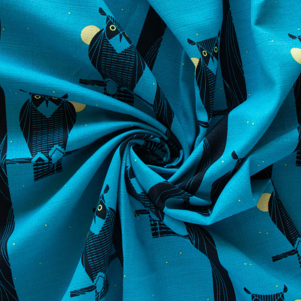 Moon Owl Barkcloth Charley Harper