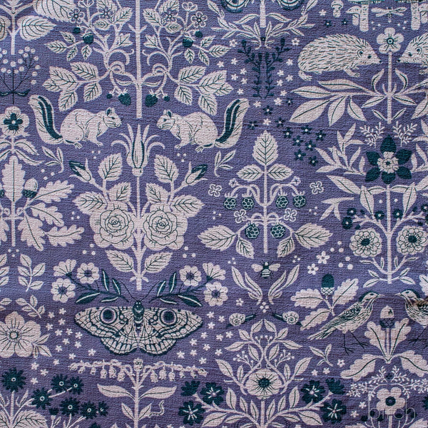 Flora and Fauna Twilight Barkcloth