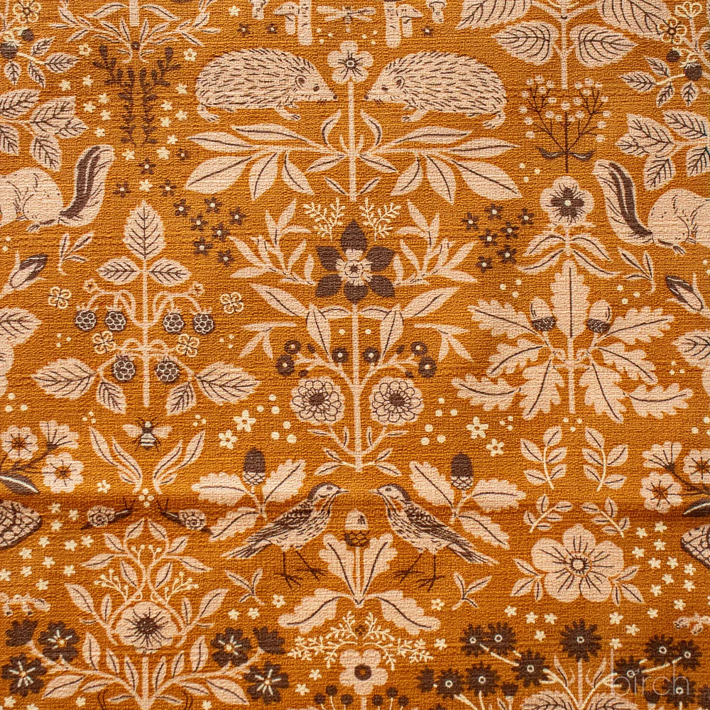 Flora and Fauna Golden Barkcloth