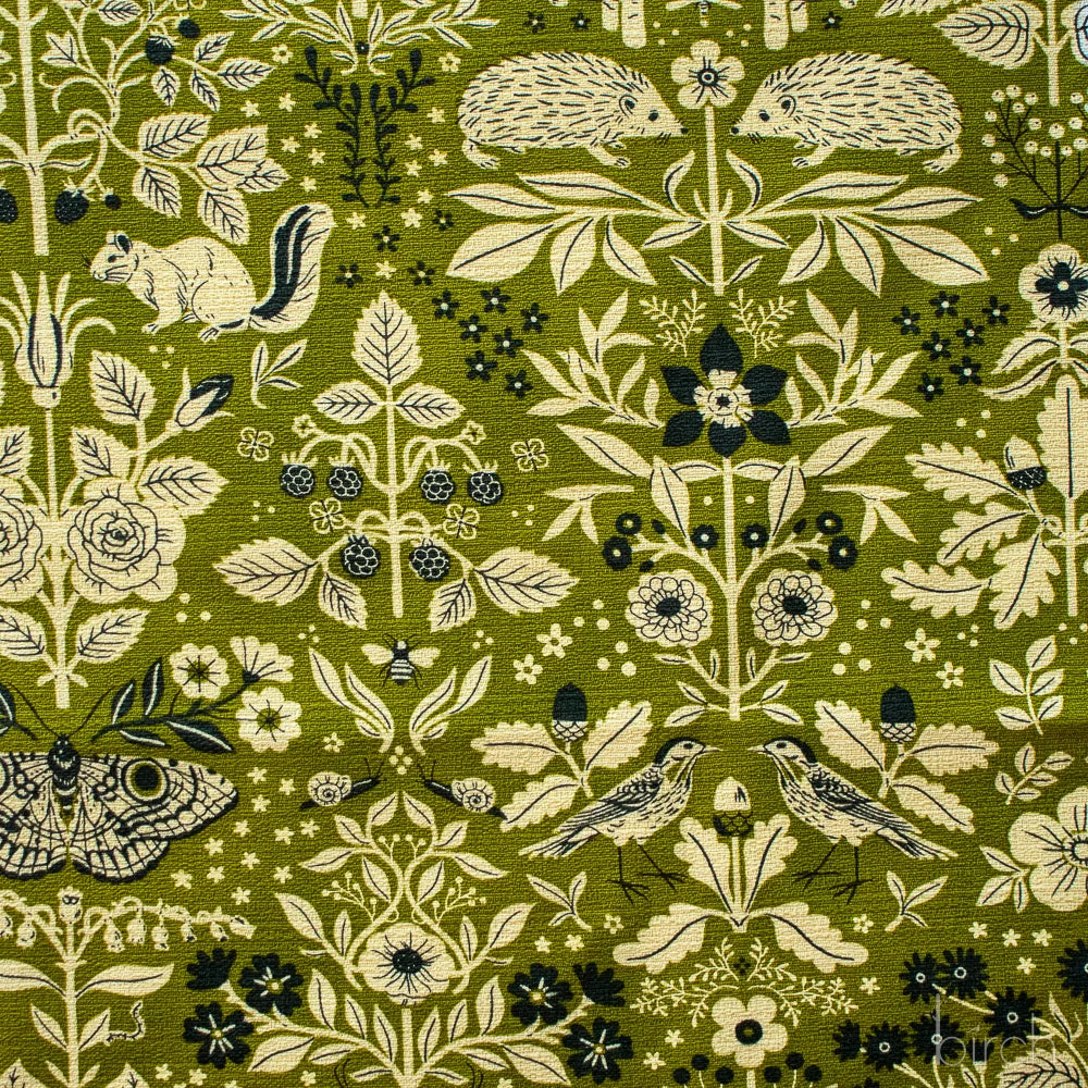 Flora and Fauna Moss Barkcloth
