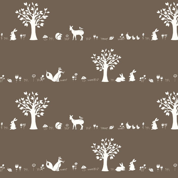 Forest Friends Brown, Story Boek Drie by JayCyn Designs for Birch Organic Fabrics