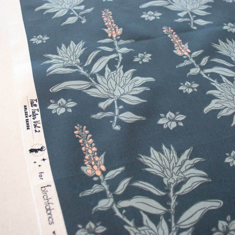 White Sage Dark Denim, Tall Tales Vol. 2 by Arleen Serge for Birch Organic Fabrics