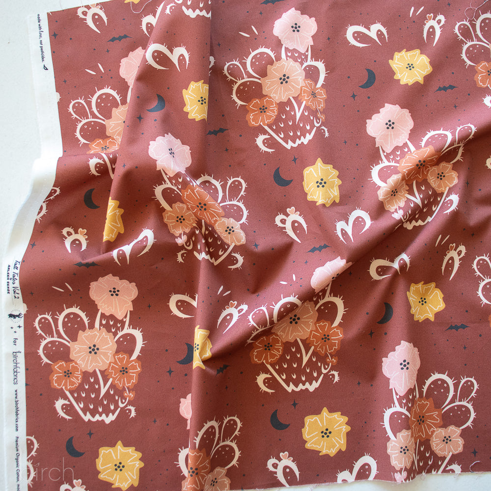 Night Cactus Terra Cotta, Tall Tales Vol. 2 by Arleen Serge for Birch Organic Fabrics