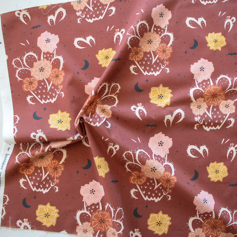 Night Cactus Terra Cotta, Tall Tales Vol. 2 by Arleen Serge for Birch Organic Fabrics
