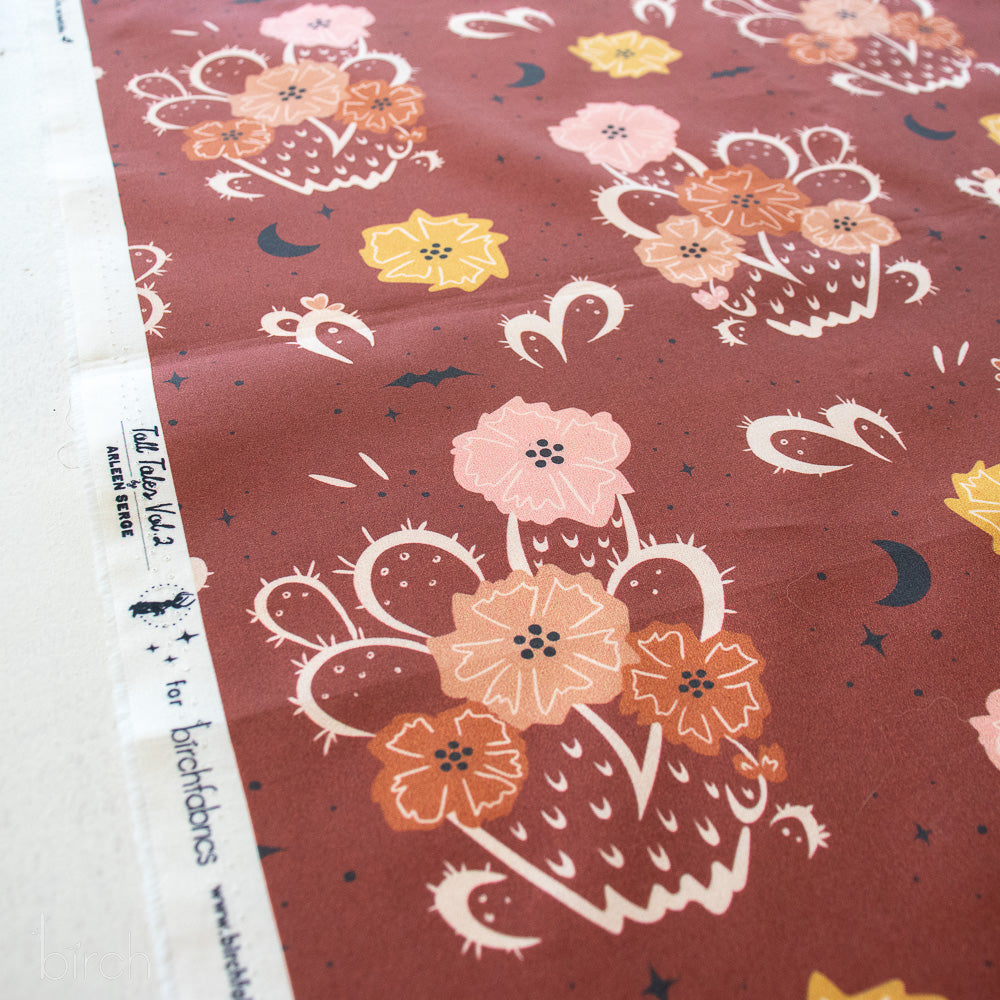 Night Cactus Terra Cotta, Tall Tales Vol. 2 by Arleen Serge for Birch Organic Fabrics