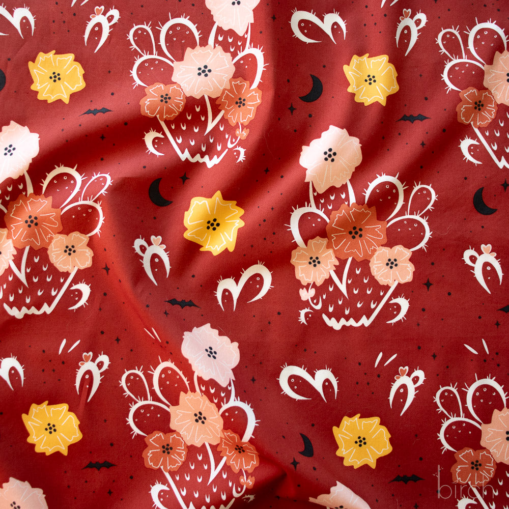 Night Cactus Terra Cotta, Tall Tales Vol. 2 by Arleen Serge for Birch Organic Fabrics