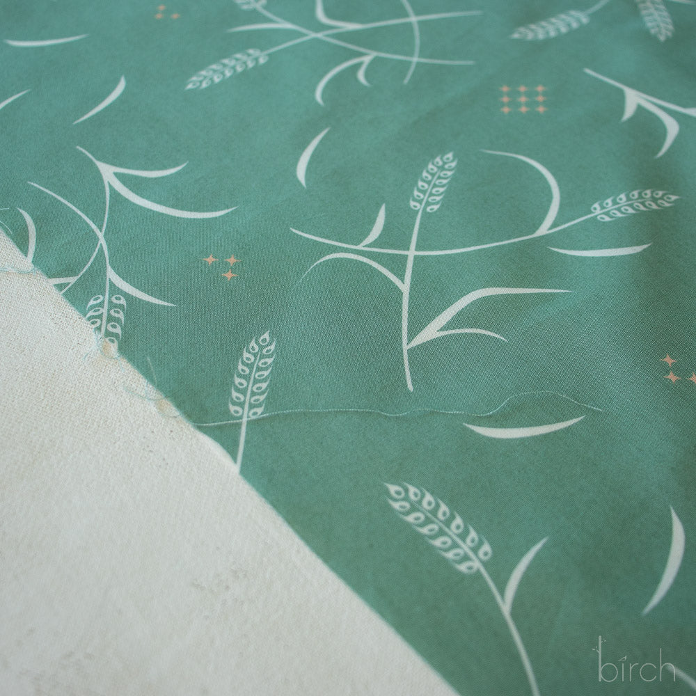 Tossed Wheat Green, Tall Tales Vol. 2 by Arleen Serge for Birch Organic Fabrics