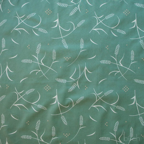 Tossed Wheat Green, Tall Tales Vol. 2 by Arleen Serge for Birch Organic Fabrics