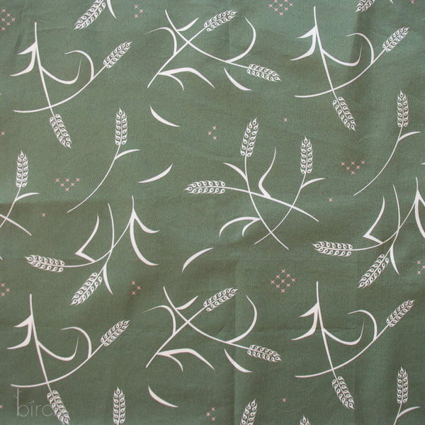 Tossed Wheat Green, Tall Tales Vol. 2 by Arleen Serge for Birch Organic Fabrics